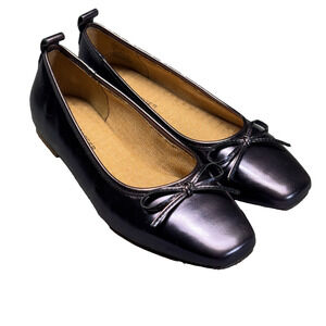 Kelsi Dagger Brooklyn Purple Leather Ballet Flats Bow Square Toe Women 8